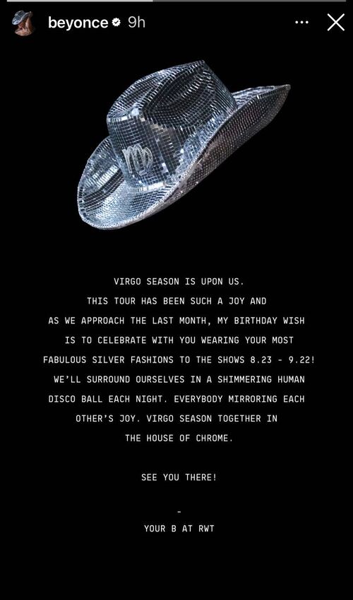 Beyoncé anunciou em seu Instagram o fim da turnê