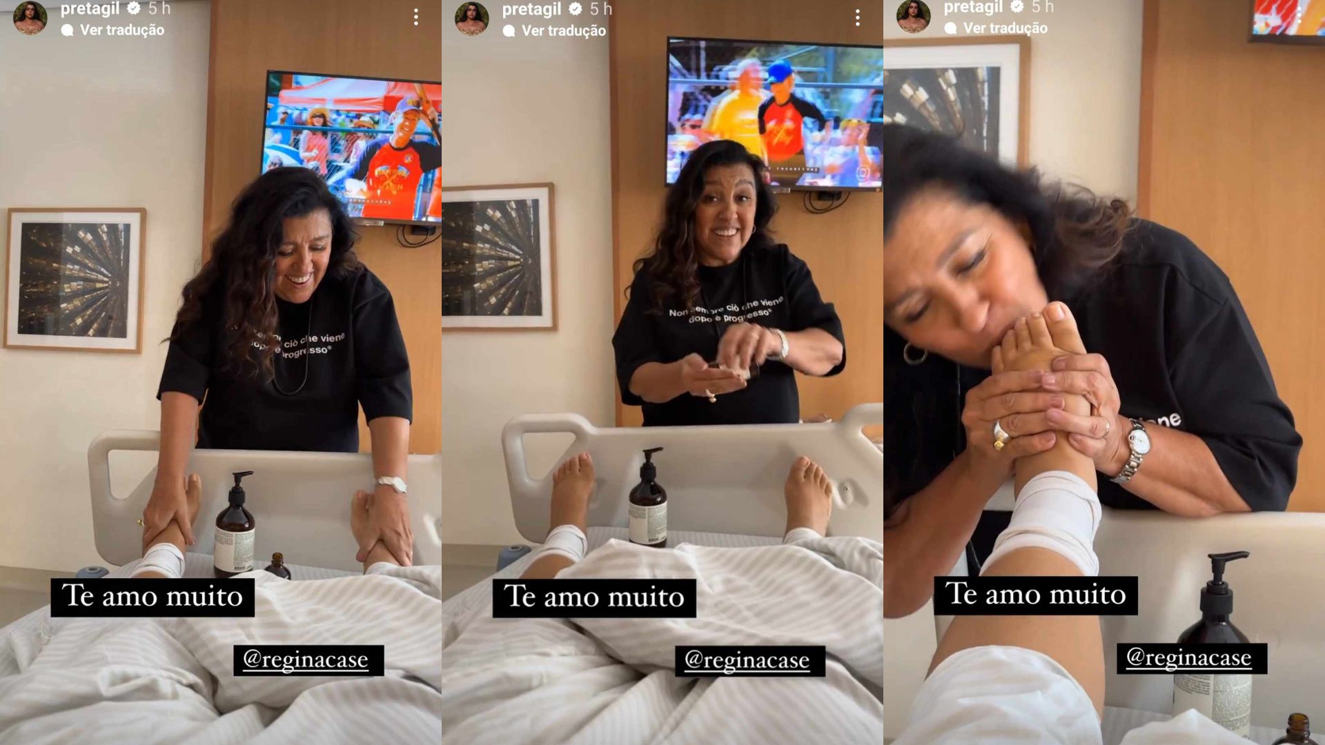 Em recuperação, Preta Gil recebe visita de Regina Casé no hospital: "Que amor"
