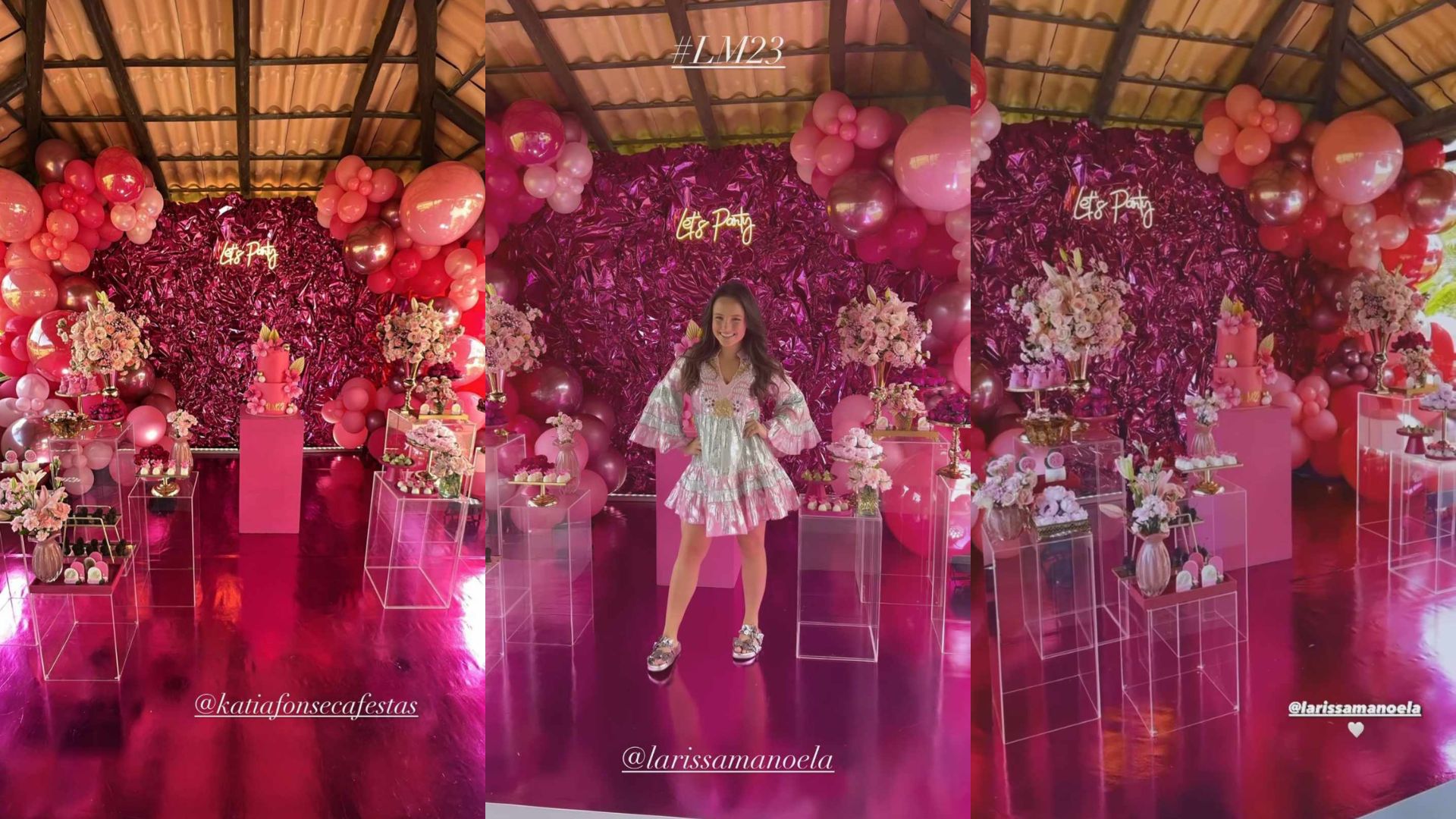 Larissa Manoela celebra aniversário de 23 anos em festa cor de rosa