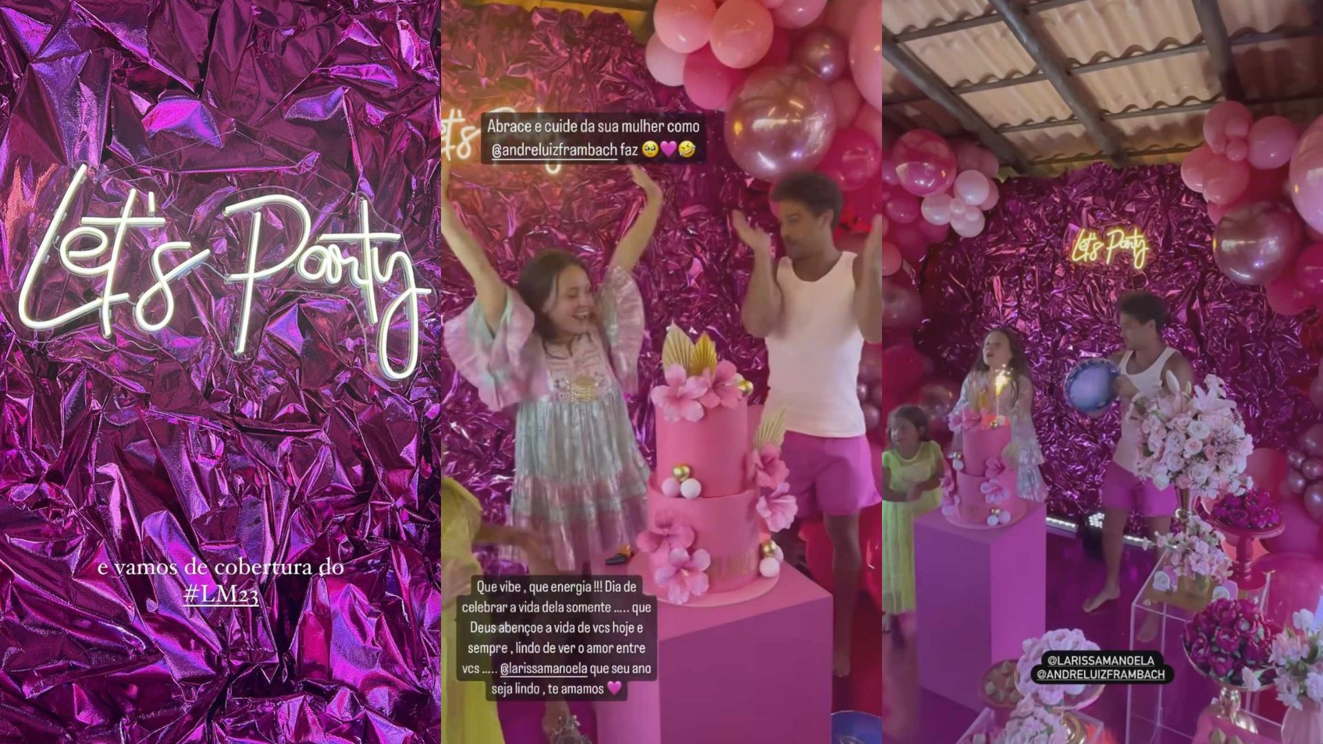 Larissa Manoela celebra aniversário de 23 anos em festa cor de rosa