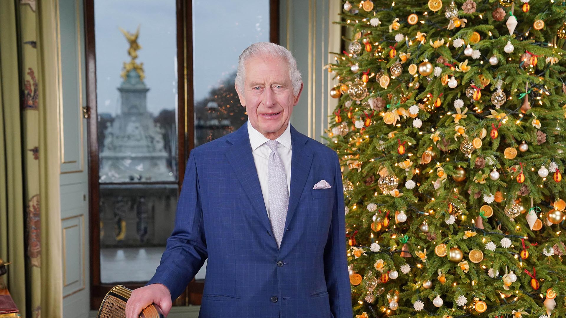 Rei Charles III na mensagem de Natal - Foto: Getty Images