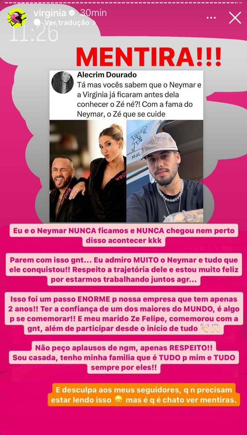 Virginia Fonseca desmente rumores de affair com Neymar Jr