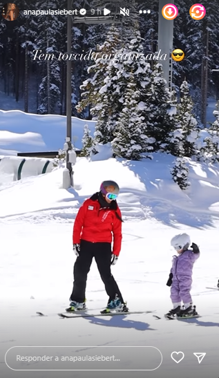 Ana Paula Siebert mostra Vicky esquiando pela primeira vez