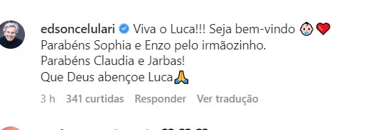 Edson Celulari fala sobre o nascimento de Luca