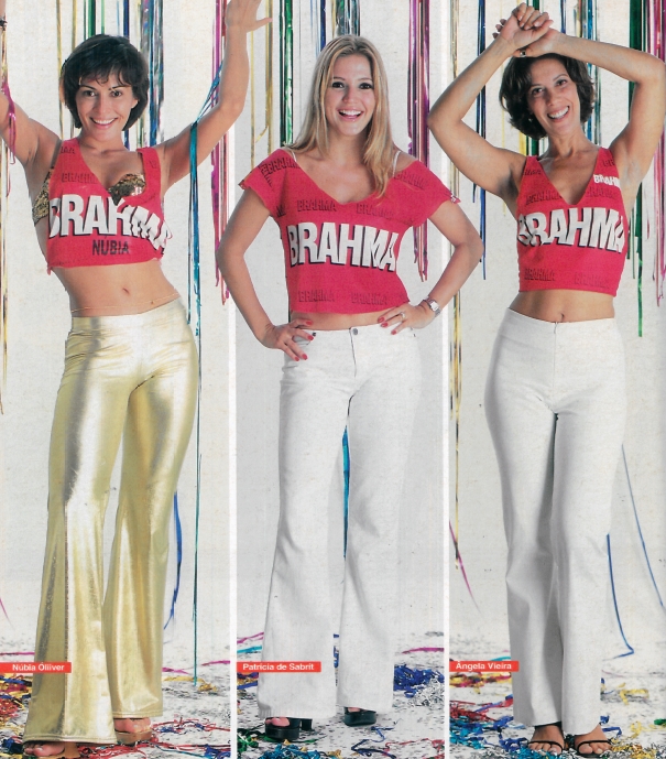 Núbia Oliiver, Patrícia de Sabrit e Angela Vieira no Carnaval de 2002 (Foto: Acervo CARAS)