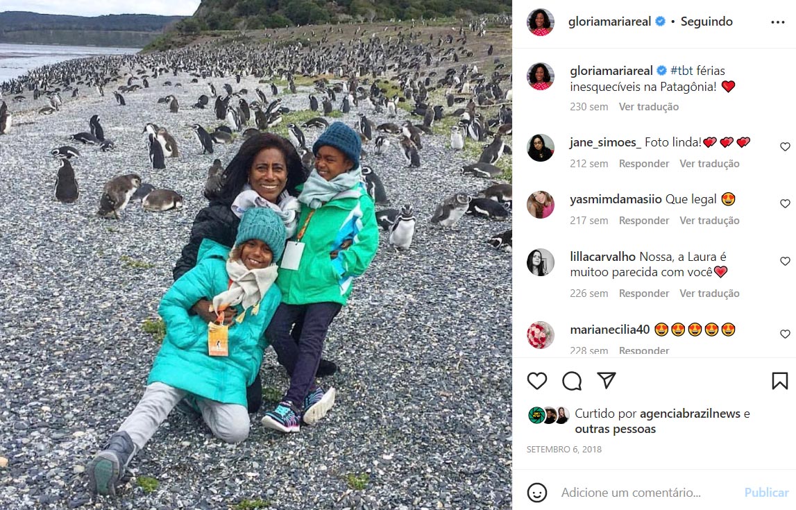 Glória Maria registrou o crescimento das filhas, Maria e Laura, nas redes sociais