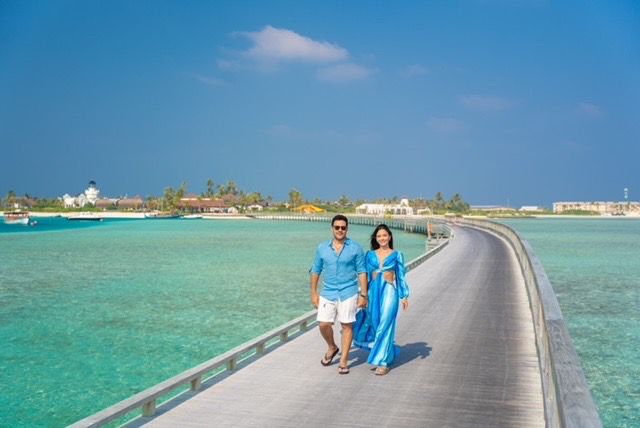 João Bosco e Monique Moura durante a lua de mel nas Ilhas Maldivas