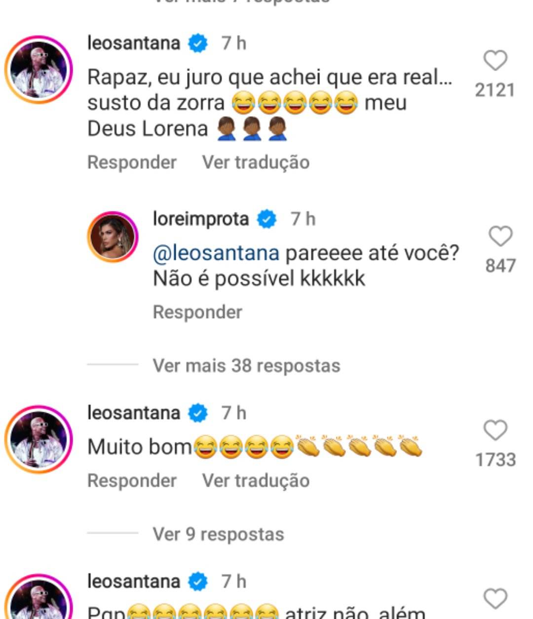 Leo Santana comenta pronunciamento de Lore Improta