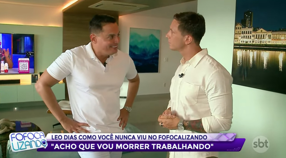 Leo Dias e Gabriel Cartolano no programa 'Fofocalizando', do SBT