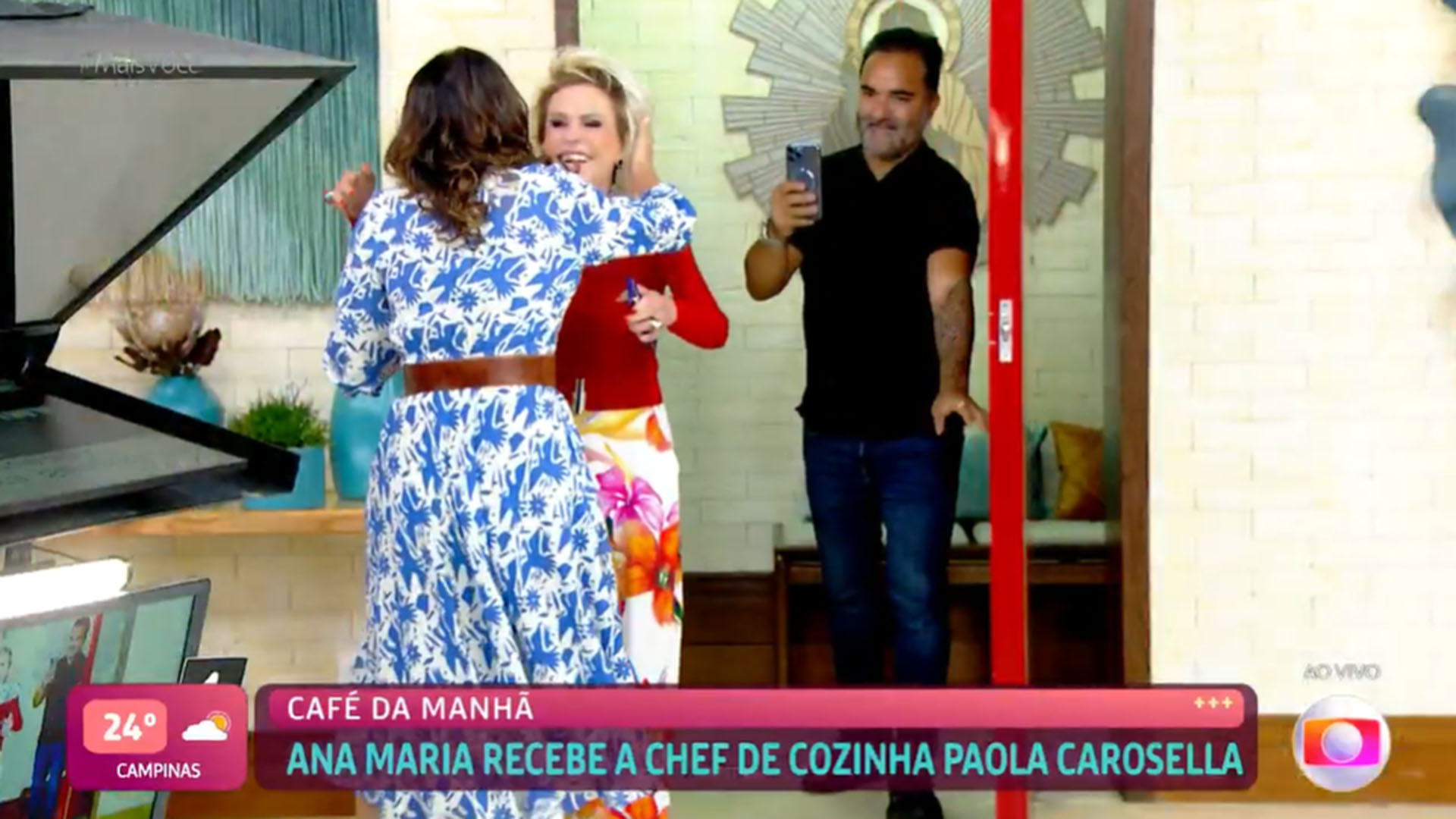 Ana Maria Braga com Paola Carosella e Fábio Arruda no programa 'Mais Você'