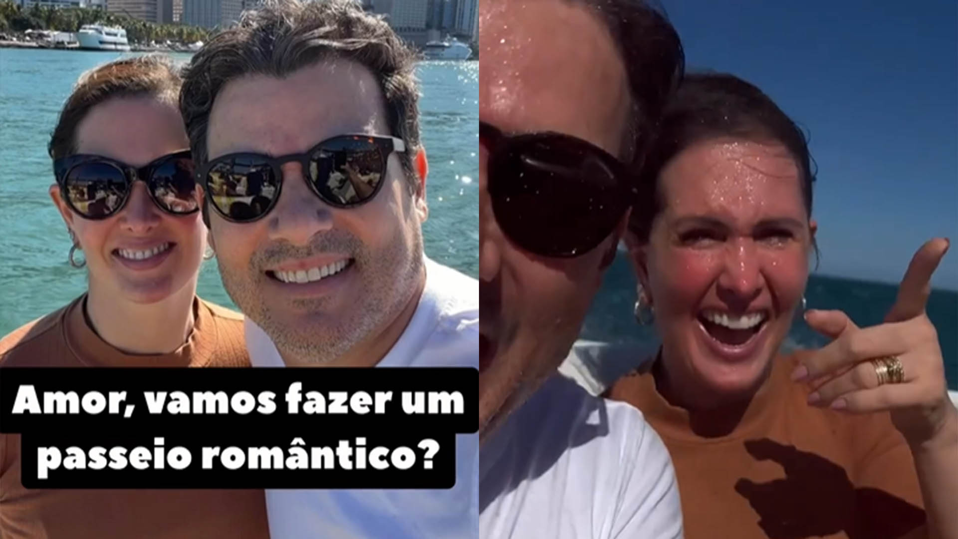 Celso Portiolli exibe vídeo de passeio com a esposa, Suzana Marchi