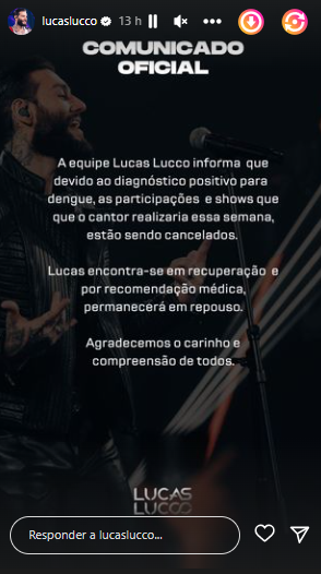 Lucas Lucco é diagnosticado com dengue