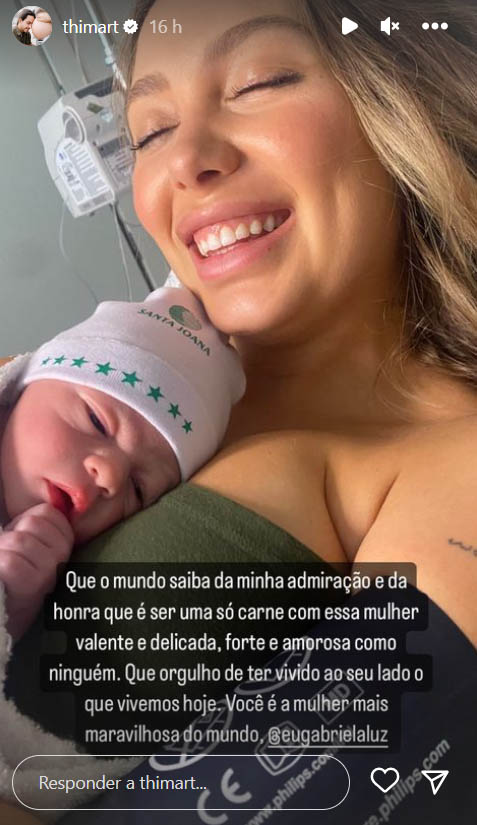 Gabriela Luz, do Mar Aberto, apresenta o filho recém-nascido