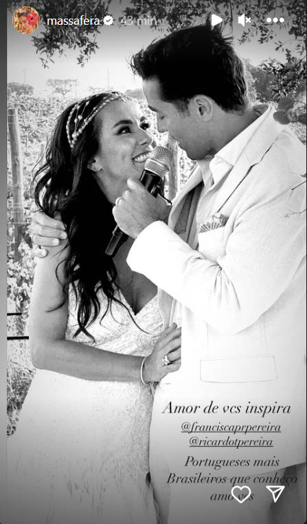 Ricardo Pereira renova os votos de casamento com a esposa, Francisca Pereira