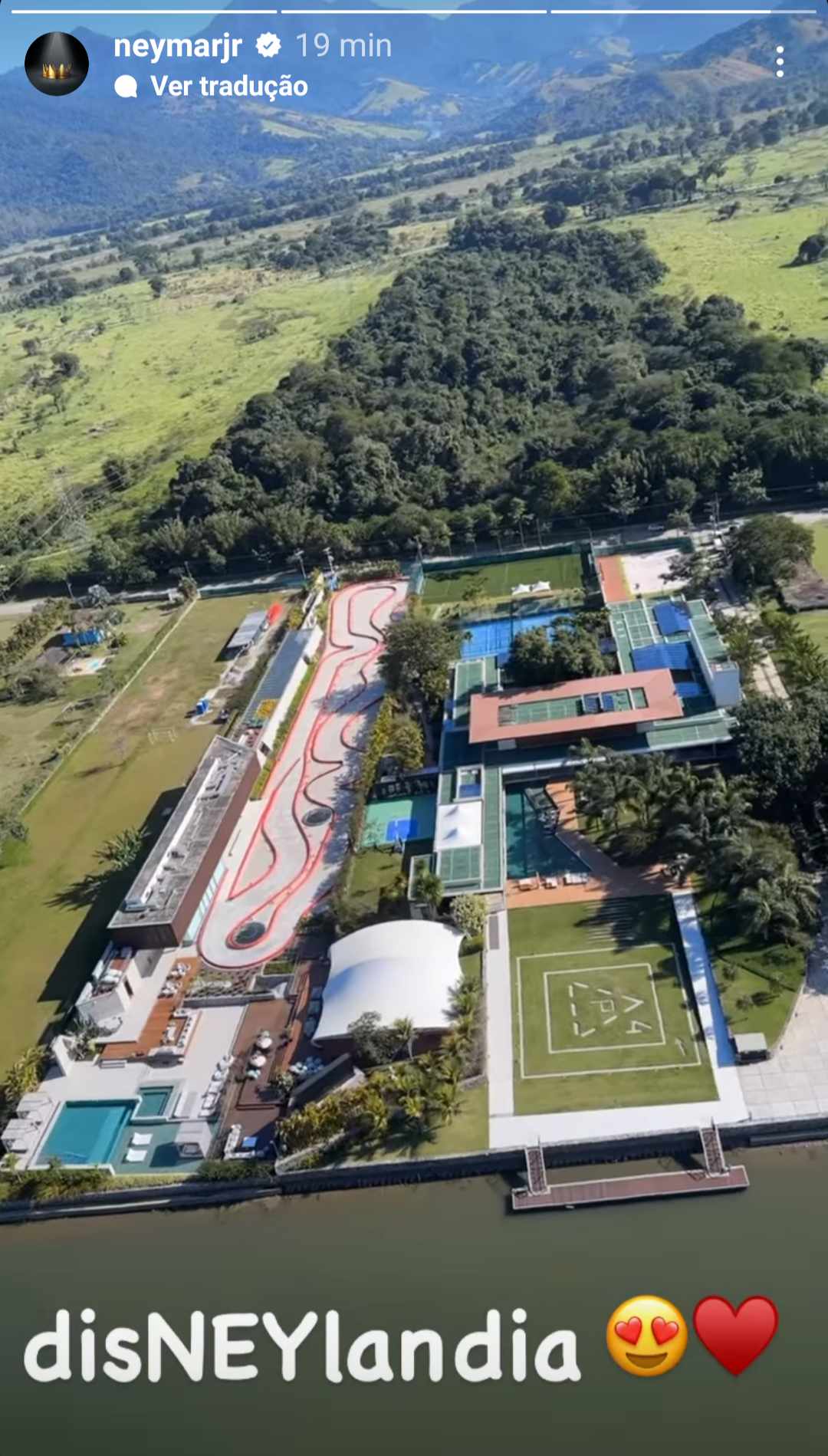 Neymar mostra visão aérea de mansão no Rio de Janeiro: "DisNEYlandia"