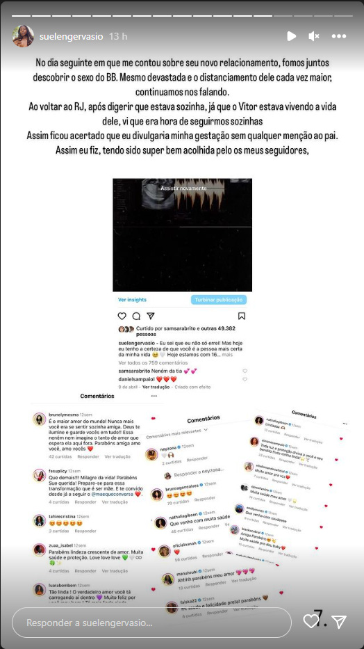 Suelen Gervasio expõe Vitão - Créditos: Reprodução / Instagram