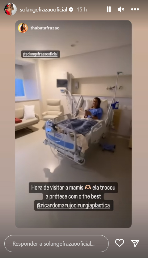 Solange Frazão surge no hospital após cirurgia plástica