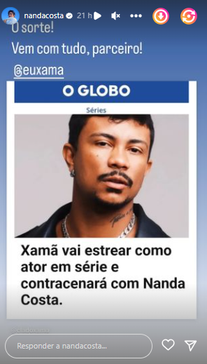 Nanda Costa celebra parceria com Xamã em série da Globo