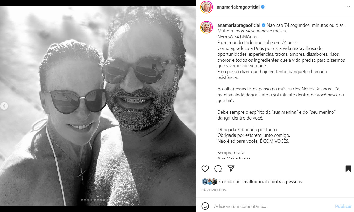 Ana Maria Braga exibe nova foto com o namorado