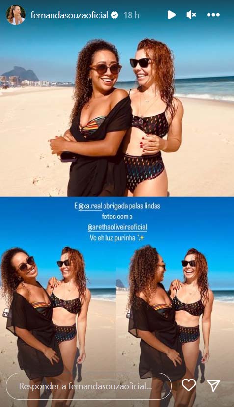 Aretha Oliveira e Fernanda Souza em dia na praia