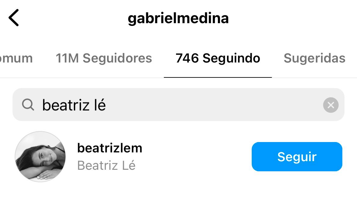 Gabriel Medina e Beatriz Lé se seguem no Instagram
