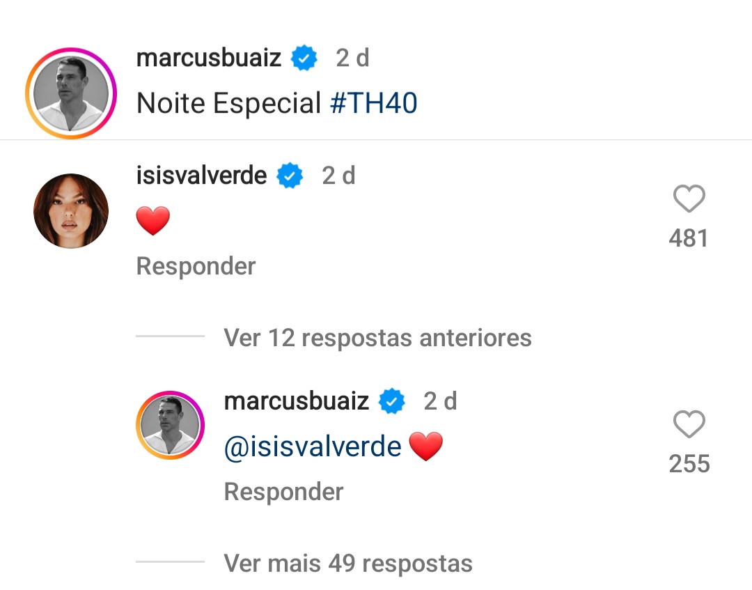 Isis Valverde e Marcus Buaiz trocam comentários apaixonados