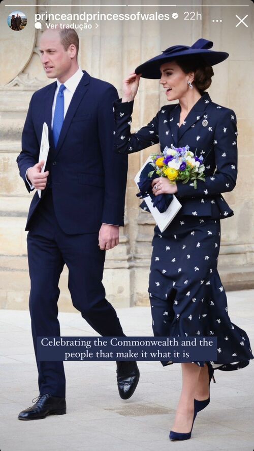 membros da Família Real britânica se reuniram para celebrar o Commonwealth Day, celebração de países que antigamente faziam parte do império britânico. A Princesa de Gales Kate Middleton (41) surgiu deslumbrante para o evento. 