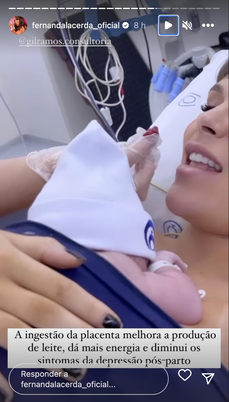 Fernanda Lacerda revela que comeu um pedaço da sua placenta