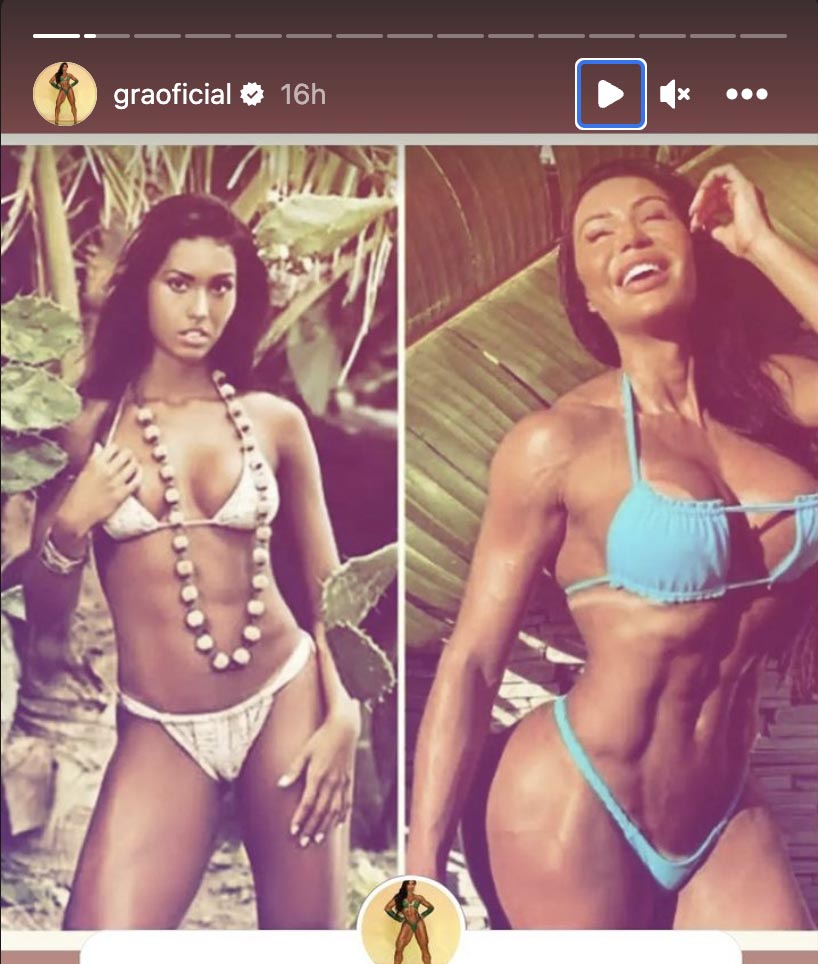 Gracyanne Barbosa exibe montagem de fotos de antes e depois do seu corpo