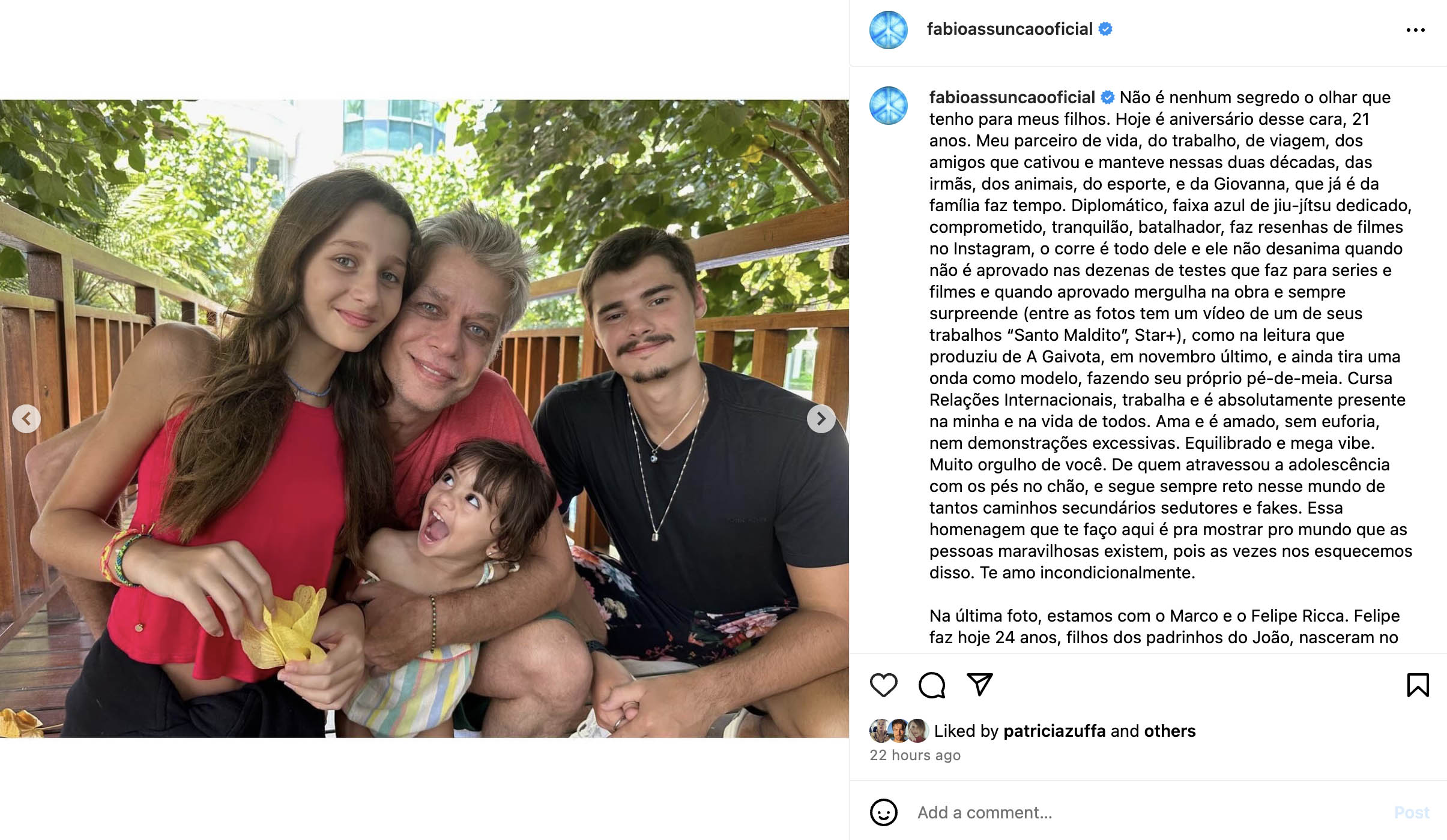 Fábio Assunção mostra foto com os filhos