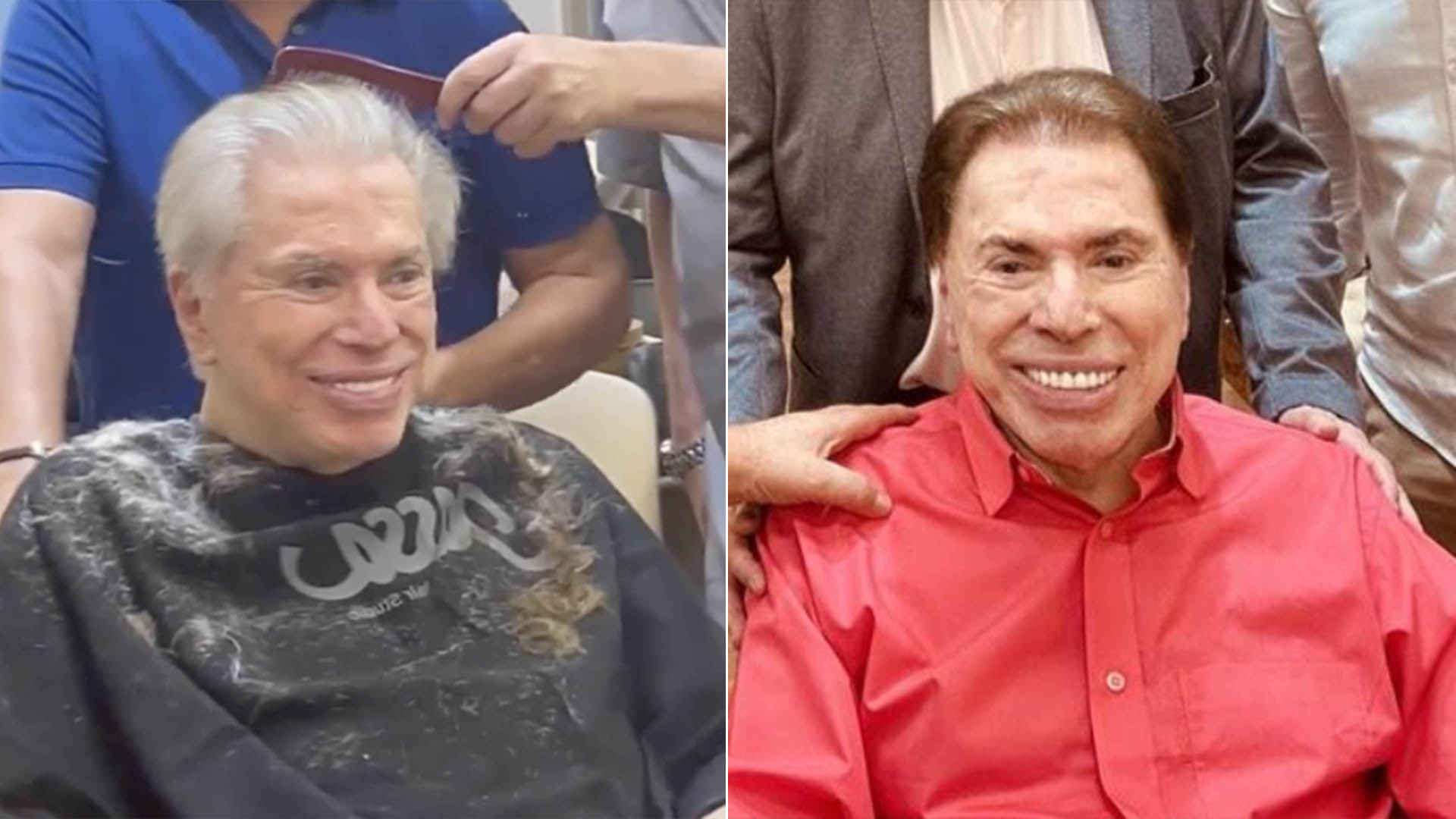 Antes e depois do visual de Silvio Santos - Fotos: Reprodução / X e Instagram