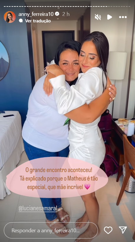 Fora do BBB 24, Deniziane encontra mãe de Matteus. Foto: Reprodução / Instagram