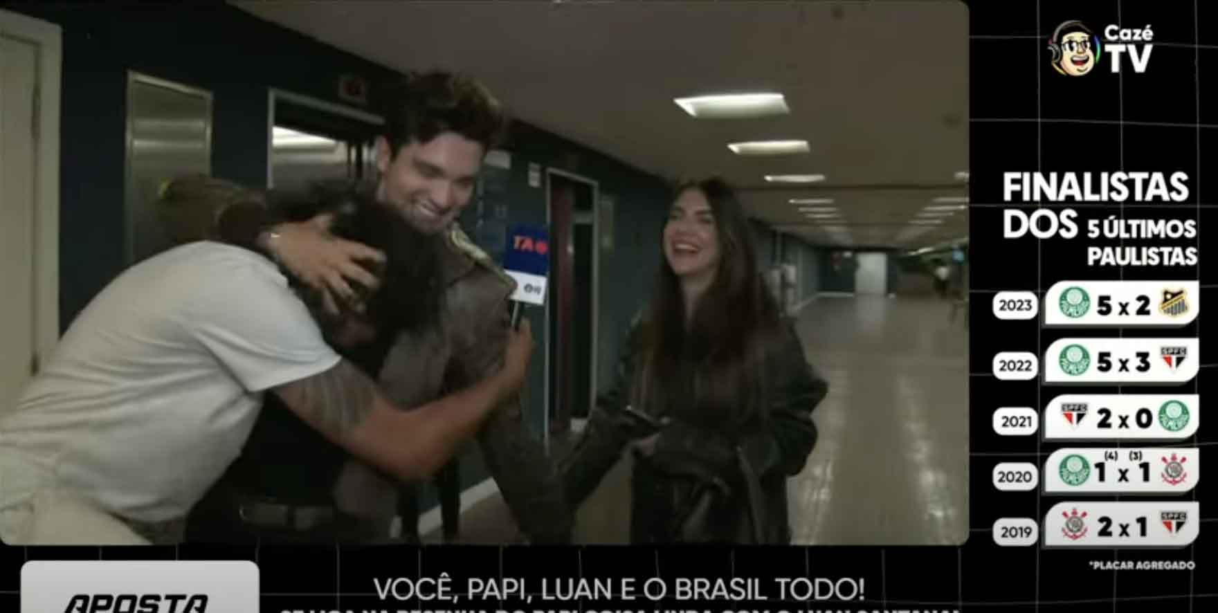 Luan Santana faz rara aparição com a namorada, Jade Magalhães, no canal CazéTV - Reprodução / YouTube