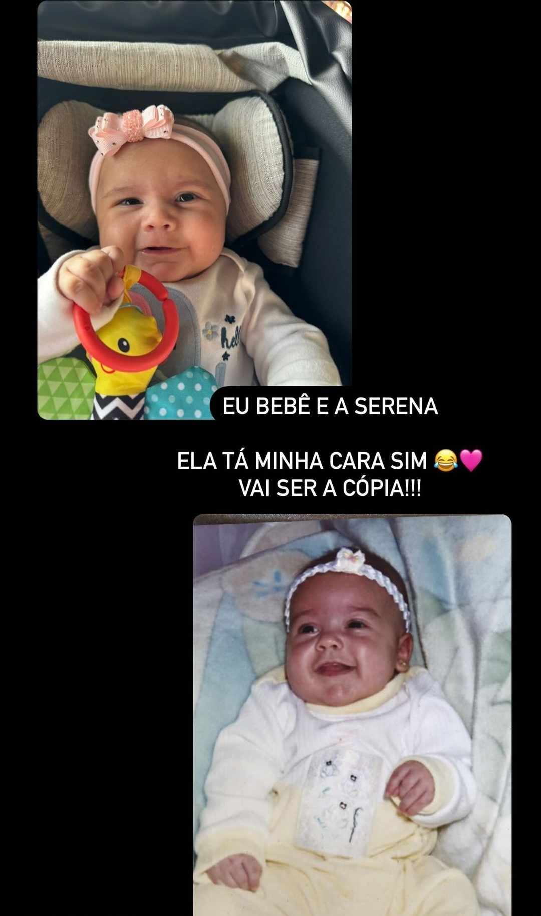 MC Mirella resgata foto da infância e compara com a filha, Serena: "Cópia"