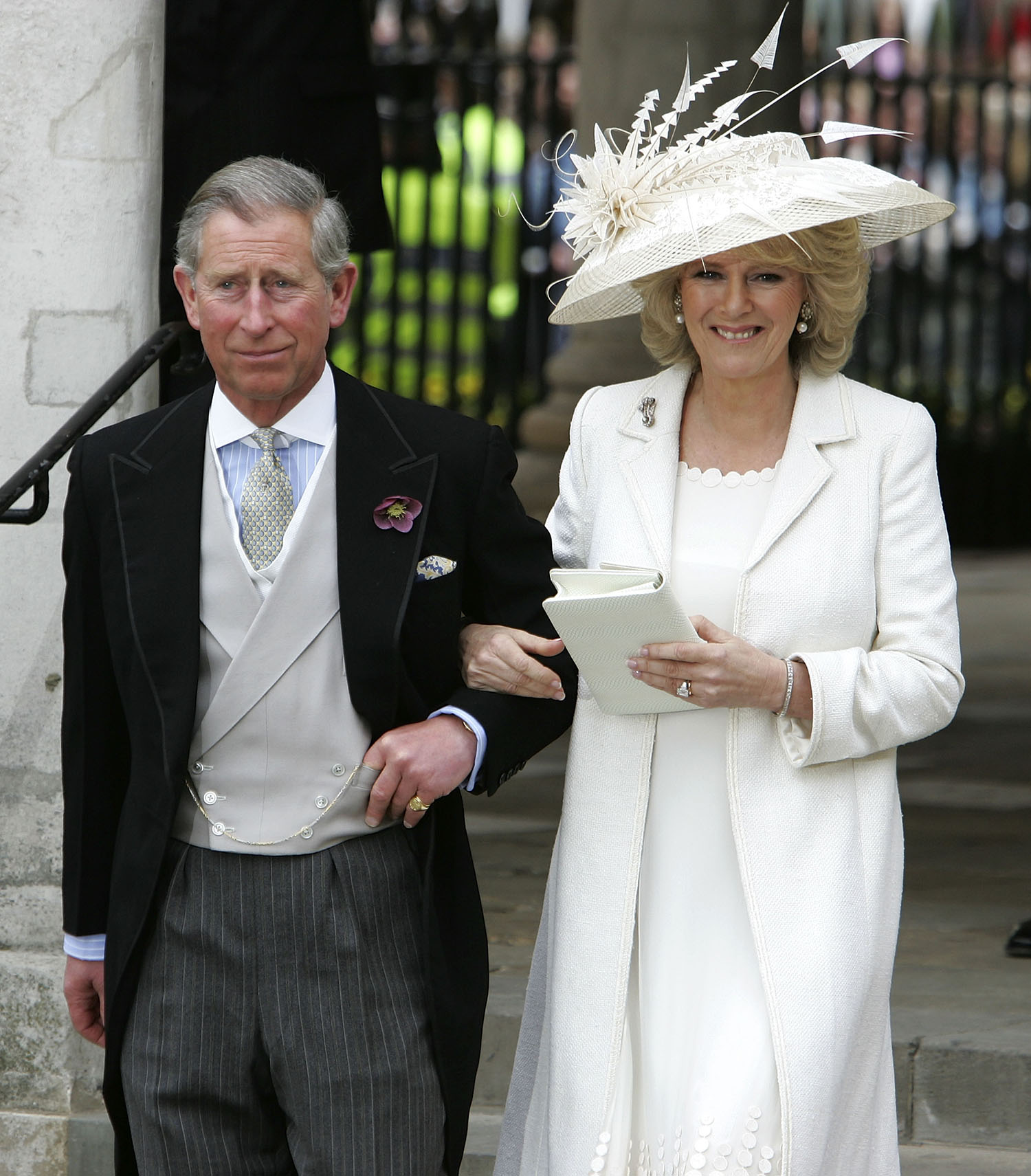 Rei Charles II e Rainha Camilla no casamento civil deles em 2005 - Foto: Getty Images 