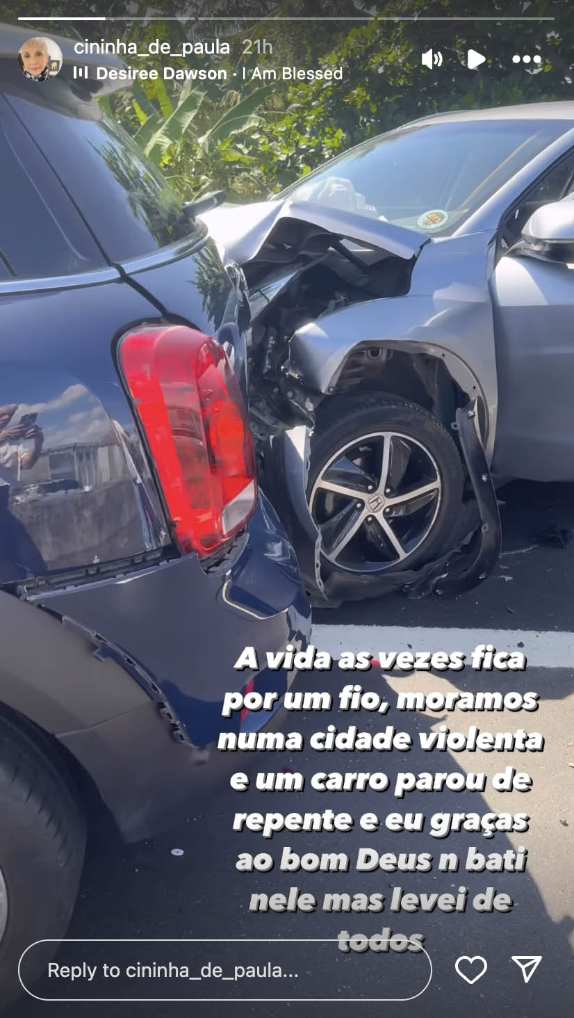 Cininha de Paula e Maria Maya sofrem acidente de carro