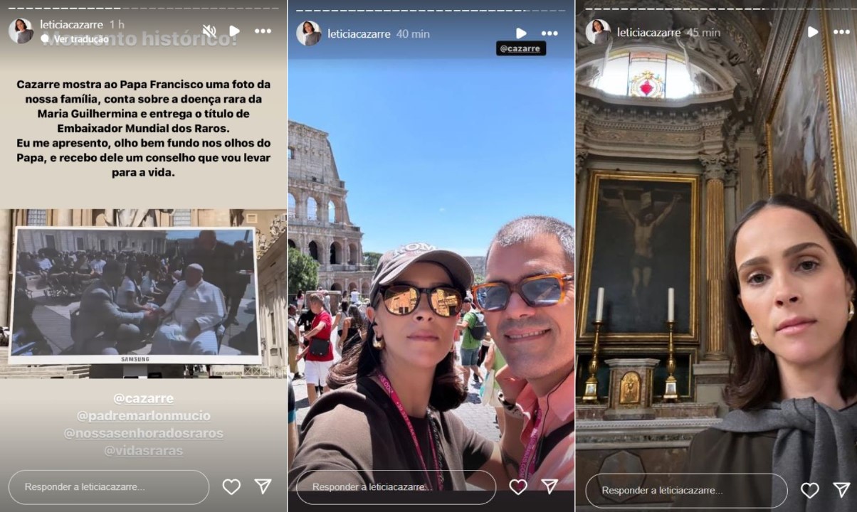 Juliano Cazarré e a esposa encontram o Papa Francisco - Foto: Reprodução / Instagram