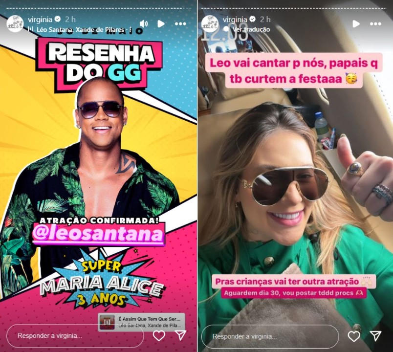 Virginia anuncia Leo Santana como atração da festa de Maria Alice - Foto: Reprodução / Instagram
