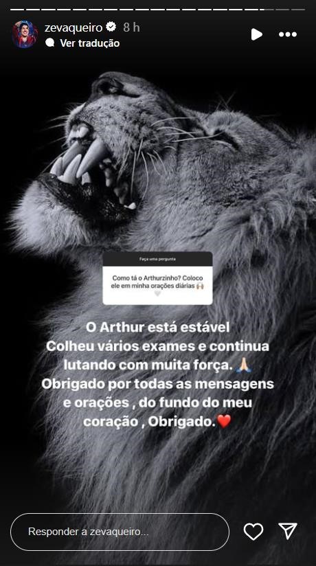 Zé Vaqueiro atualiza quadro de saúde do filho - Foto: Reprodução / Instagram