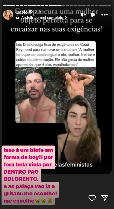 Luana Piovani critica Cauã Reymond - Foto: Reprodução / Instagram