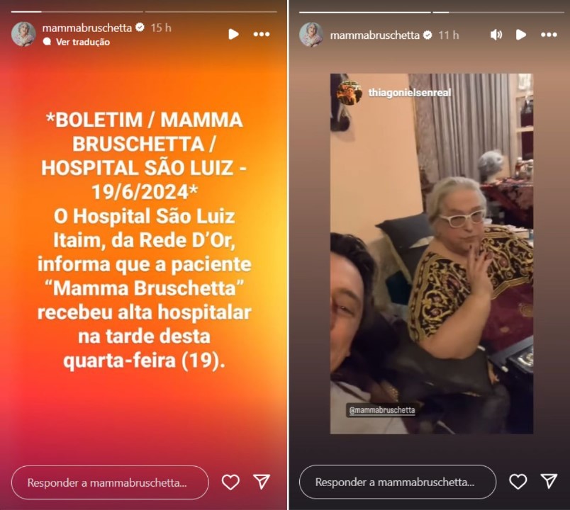 Mamma Bruschetta recebe alta hospitalar - Foto: Reprodução / Instagram