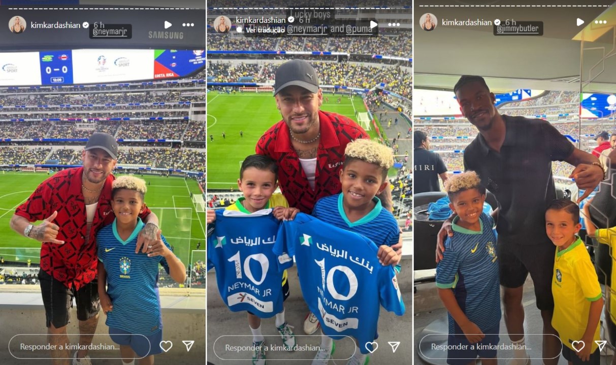 Neymar Jr. e Jimmy Butler são tietados por filho de Kim Kardashian - Fotos: Reprodução / Instagram