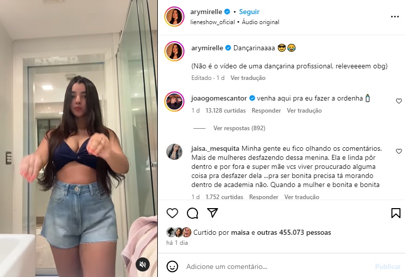 Ary Mirelle ganha comentário inusitado de João Gomes