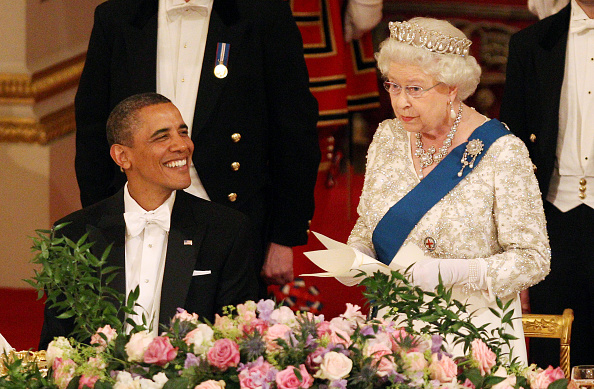 Rainha Elizabeth com o ex-presidente dos Estados Unidos, Barack Obama