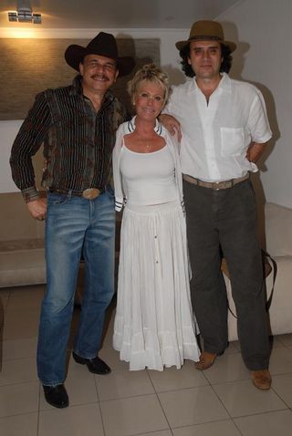 Ana Maria Braga com Eduardo Araújo e Almir Sater no Leilão Gado Brahman, em Jaguariúna