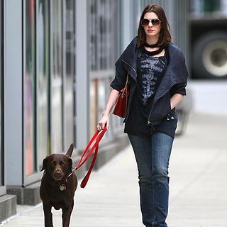 Anne Hathaway com seu cachorrinho