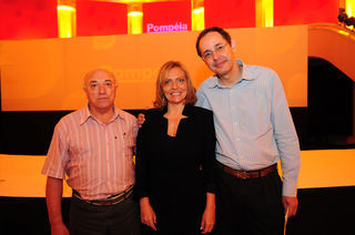 O presidente da Pompéia Waldemar Lins Ferrão, Carmen Ferrão e o economista Eduardo Gianetti