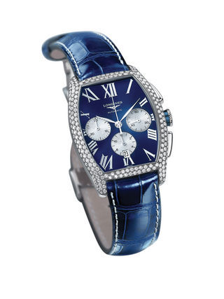 Relógio com pulseira de couro e caixa com diamantes Longines longines.com