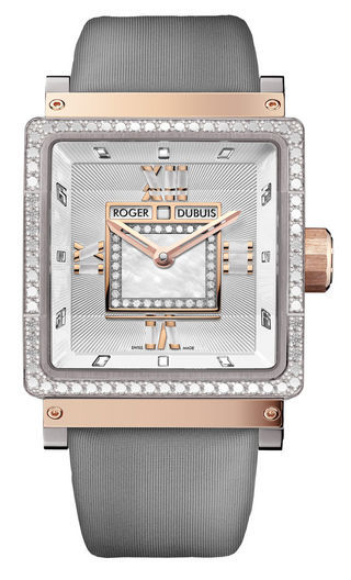 Relógio de ouro rosé com brilhantes e pulseira acetinada Roger Dubouis, rogerdubouis.com