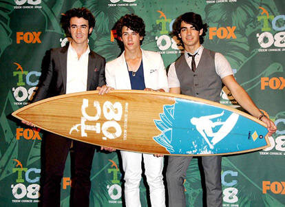 Kevin, Nick e Joe em agosto de 2008. 